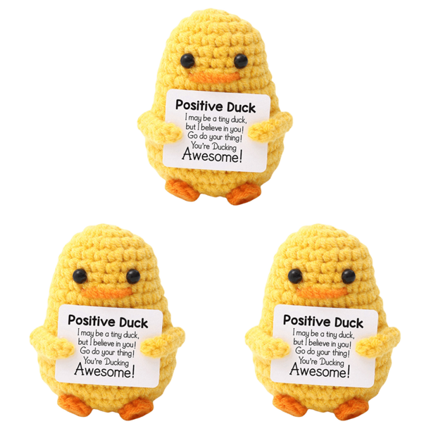 Pato Ganchillo Con Tarjeta Positivo Punto Creativo Para Regalos Hermanas Amarillo