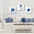 thumbnail image 3 of Wieco Art Blue Abstract Flowers 3 Panels Giclee Canvas Prints Wall Art Modern Pictures Artwork for Living Room Bedroom and Home Decorations, 3 of 6