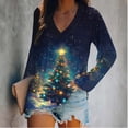 thumbnail image 5 of Christmas Shirts for Women Long Sleeve V Neck Pullover Holiday Blouses Party Ready Comfort Fit Seasonal Print Going Out Tops, 5 of 5