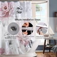 thumbnail image 3 of Cortinas de ducha con flores rosas y hojas grises, diseño floral de rosas en acuarela, modernas y minimalistas, tela impermeable con 12 ganchos, 182 x 182 cm., 3 of 6