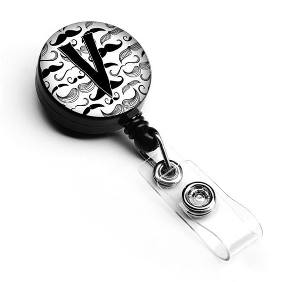 Carolines Treasures CJ2009-VBR Letter V Moustache Initial Retractable Badge Reel