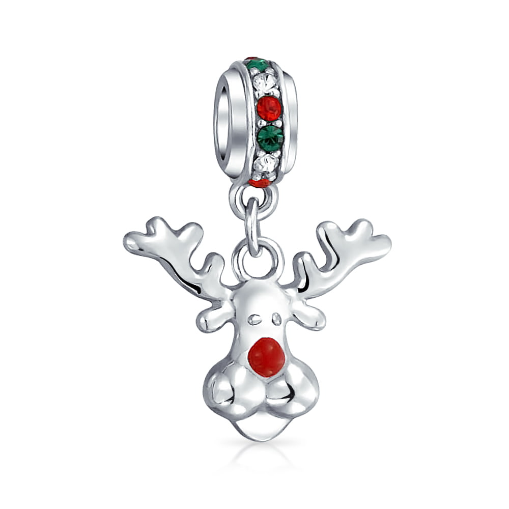 Christmas Red Nosed Reindeer Holiday Dangle Charm Bead For Women For Teen 925 Sterling Silver Fits European Bracelet 
