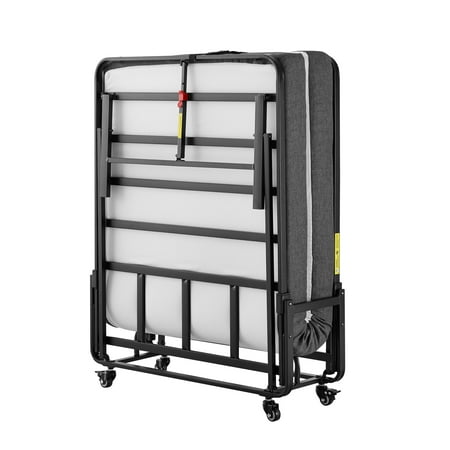 Metallic Modern Bed - Modern Sleep Folding Rollaway Bed with 4-Inch Memory Foam Mattress