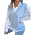 thumbnail image 5 of Seyurigaoka Women's Knitted Sweater Vest Solid Color Sleeveless V-Neck Hole Cutout Loose Knitwear Tank Tops, 5 of 9