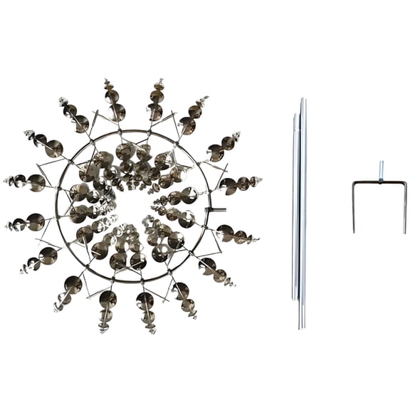 BESTSKY Garden Grace: Large Outdoor Wind Spinner - A Whirl of Colorful Flowers in Bright Silver,Adding Motion and Magic to Your Yard Art