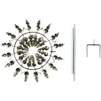BESTSKY Garden Grace: Large Outdoor Wind Spinner - A Whirl of Colorful Flowers in Bright Silver,Adding Motion and Magic to Your Yard Art