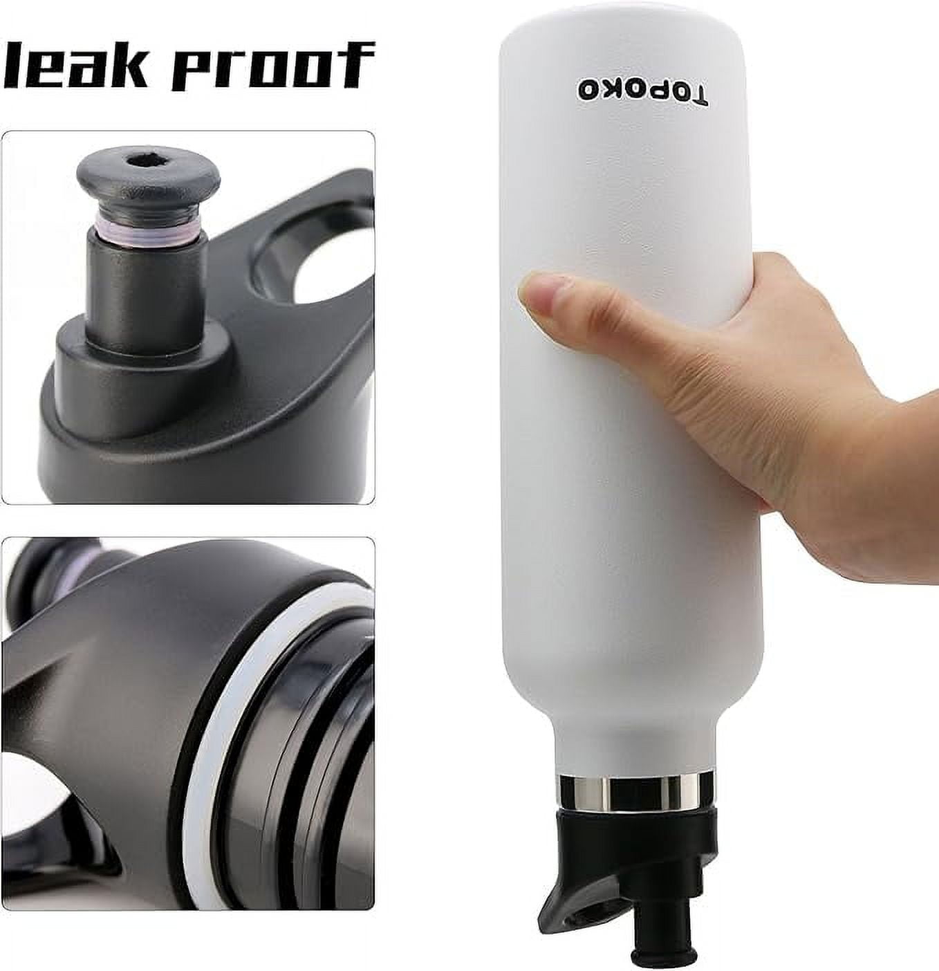 25 OZ Hydro Double Wall Flask Stainless Steel Water Bottle, Bite Valve Top, Vacuum Insulated, Sweat Proof, Leak Proof Sports Thermos. Standard Mouth 25oz, BPA-Free, Keep Cold 24 Hours (white)3pc