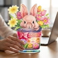 thumbnail image 4 of 9.8in Easter Bunny Flower Pot Diamond Art Standee, PVC Rhinestone Tabletop Decor for Spring Holiday Display, 4 of 5