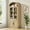 Natural-glass+wooden door, variant on Arched Door Kitchen Pantry, 71.6" Tall Farmhouse Storage Cabinet with 5 Tiers, Large Bookshelf with Doors for Dining Room or Kitchen