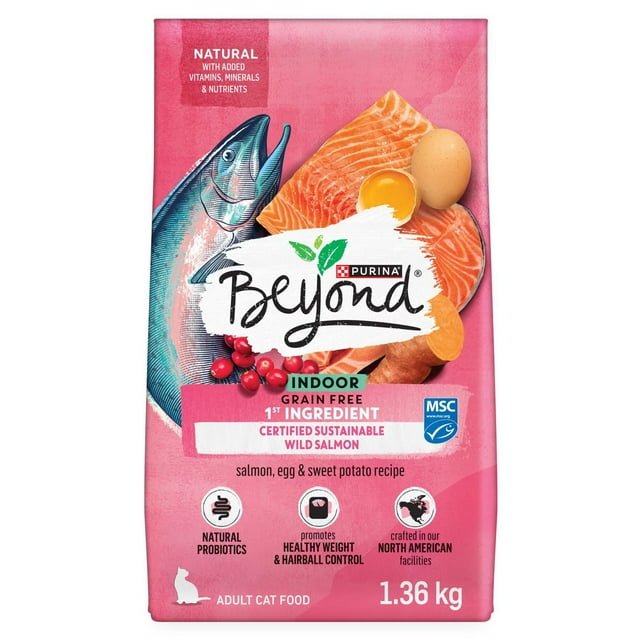 Beyond Grain Free Indoor Cat Wild-Caught Salmon, Egg & Sweet Potato Recipe, Dry Cat Food 1.36kg
