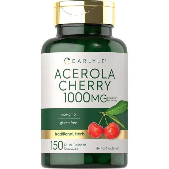 Acerola Cherry Capsules | 1000mg | 150 Count | Acerola Berry | by Carlyle