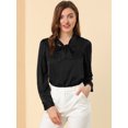 thumbnail image 4 of Blusa elegante Allegra K Cuello Sedoso En V Manga Larga Negro S, 4 of 6