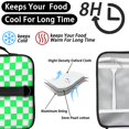thumbnail image 4 of Green and White Checkered Pattern Insulated Lunch Bag with Shoulder Strap and Bottle Holder,Bento School Lunch Bag Box,11x9.5x3.5 Inches, 4 of 5