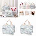 thumbnail image 6 of Lunch Bag Cute for Work Quilted Tote with Floral Pattern Front Pocket and Insulated Lunch Container Tote,27X19X1.5 cm,Light Blue, 6 of 9