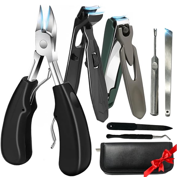 Nail Clippers Set with Travel Bag, 7-Piece Nail Care Kit, Splash-Proof Fingernail & Toenail Clippers, Stainless Steel Grooming Tools for Men & Women
