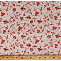 Cotton Mushrooms Woodland Forest Nature Fungi Cottagecore White Cotton Fabric Print by the Yard (STELLA-SRR1812-WHITE)