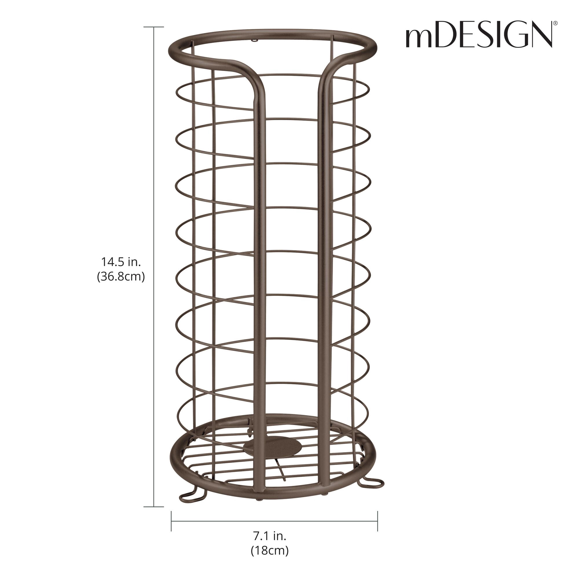 mDesign Metal Toilet Paper Holder Stand, Freestanding 3 Roll Reserve, Bronze