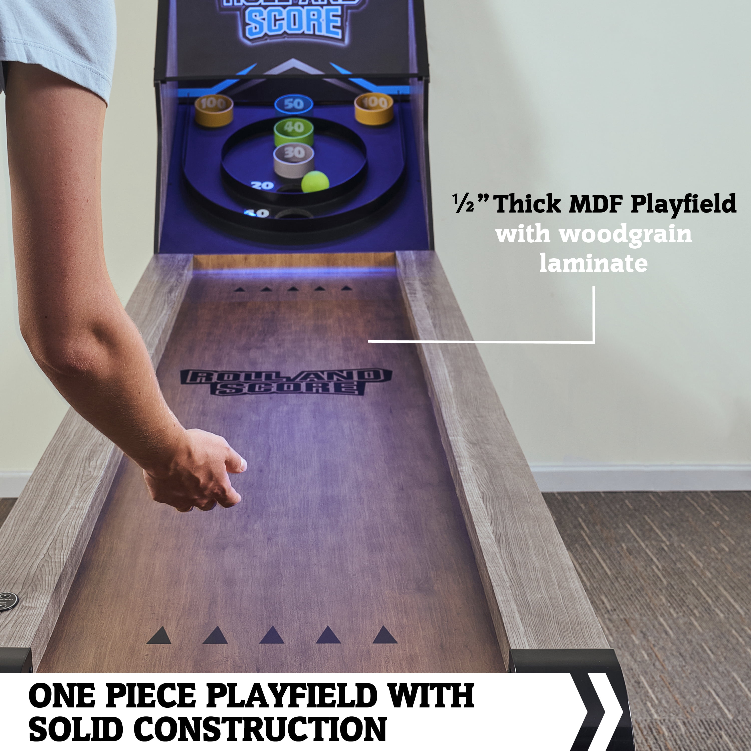 9 ft. Roll and Score Game with LED Lights and Electronic Scorer, Gray by Hall of Games