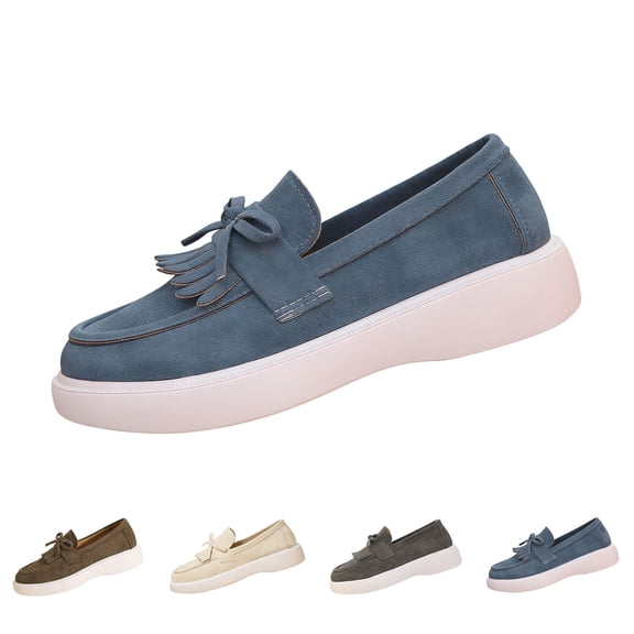 Willtoo Women's Leather Loafers Slip-On Orthopedic Suede Dress Shoes, Lightweight and Breathable Stylish Women Loafers