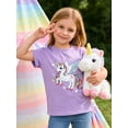 thumbnail image 2 of Lanbubble Girls Graphic T-Shirt Short Sleeve Tees with Unicorn Print Summer Casual Tops, Sizes 3-4, 2 of 8
