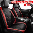 thumbnail image 1 of 2pcs Universal PU Leather Car Seat Cover Waterproof Comfortable Front Seat Cushion with Back Storage Bag for Car Truck Van, 1 of 9