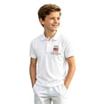 thumbnail image 2 of Usa 250Th Anniversary Shirt Boys Knit Waffle Polo Breathable Blend Soft Soft Everyday Top Kids 4Th of July Shirt White 11-12 Years, 2 of 4