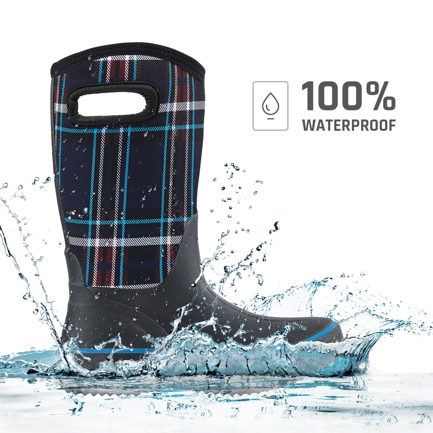 HISEA Rain Boots for Women Mid Calf Muck Rubber Boots Waterproof Neoprene Insulated Barn Boots for Mud Working Gardening