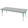 24in x 72in Rectangle Everyday T-Mold Adjustable Activity Table Grey/Green - Standard Swivel with Six 12in Stack Chairs Green - Swivel Glide