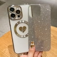 thumbnail image 2 of Compatible with iPhone 15 Pro 6.1 Inch Case with Magsafe, Plating Heart Glitter Magnetic Case for Women Girl TPU Camera Protection Back Cover for iPhone 15 Pro Silver, 2 of 14