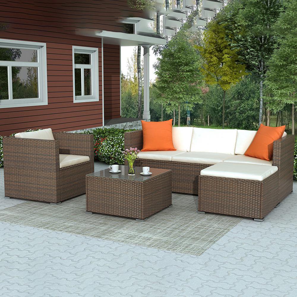 6 Pieces Modular Outdoor Patio Furniture Set, Clearance Sale, Steel