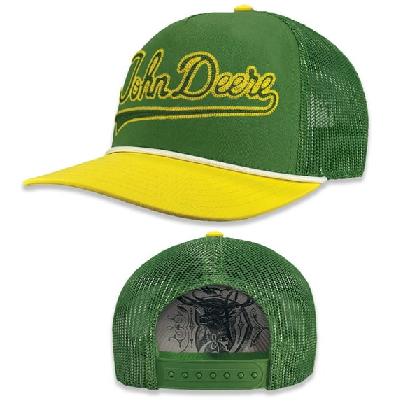 John Deere Baseball Cap Trucker Hat Baseball Cap Trucker Hat Script Chain Stitch Green
