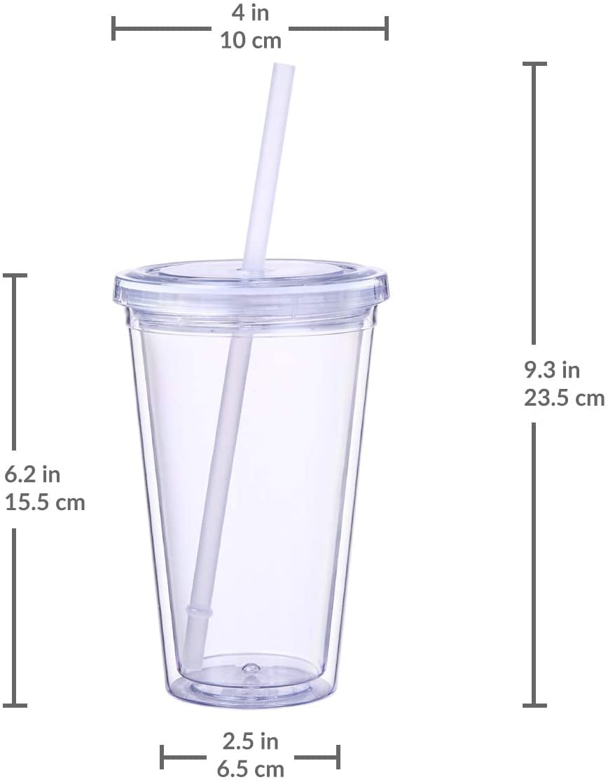 Classic Insulated Double Wall Tumbler Cup with Lid Straw , Reusable