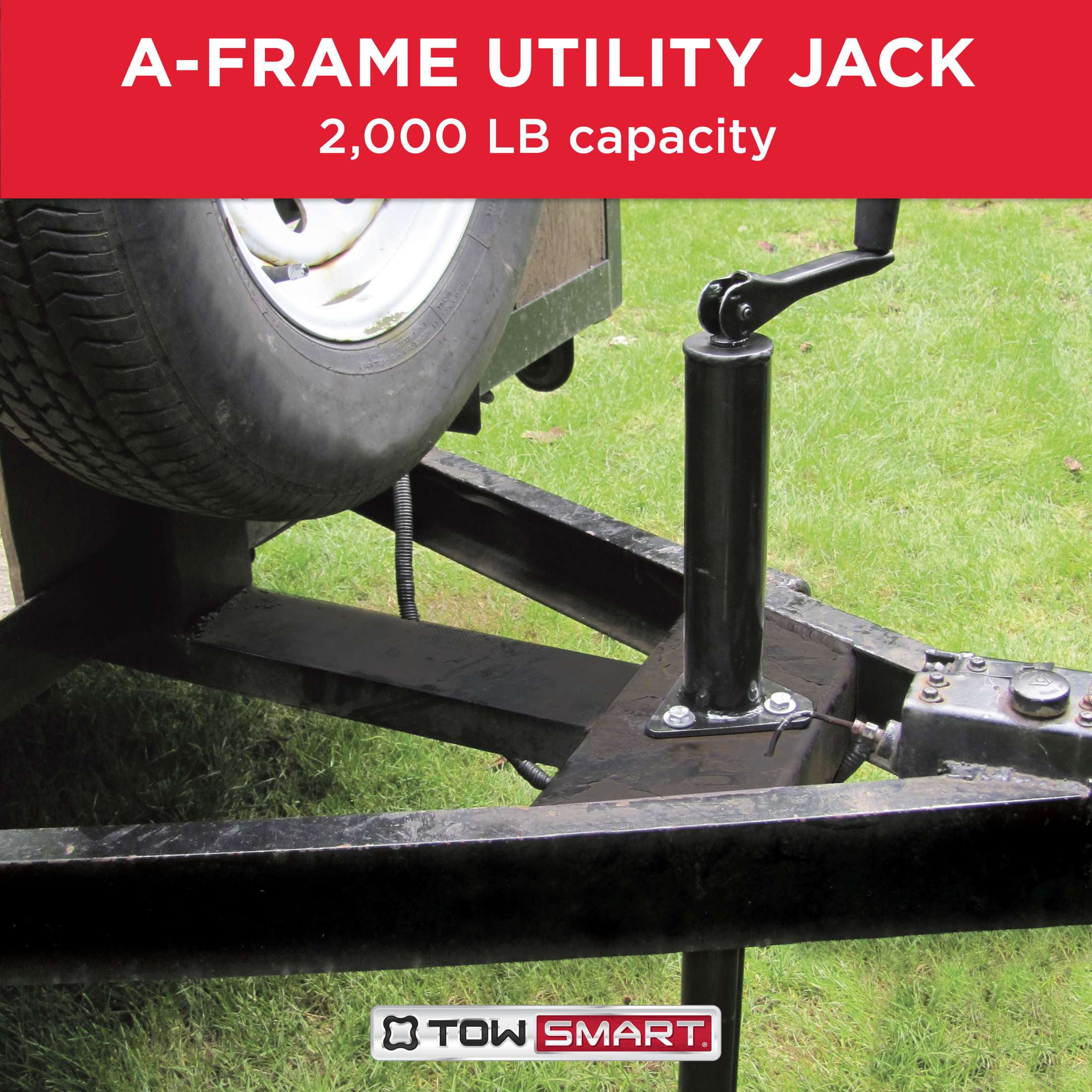 TowSmart Top Wind A-Frame Jack, 15in Lift, 2000lb, 793, Black, 1 Each
