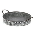 thumbnail image 2 of Homestock Rustic Romance Round Trays with Handles Set of 2 - 20x16.5x4.5 in Gray, White - Modern Farmhouse Style, Decorative & Functional, 2 of 3