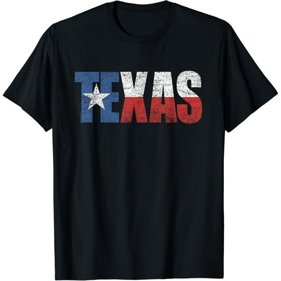 Texas T Shirt Women Men Texas State Flag Distressed T-Shirt Black Small