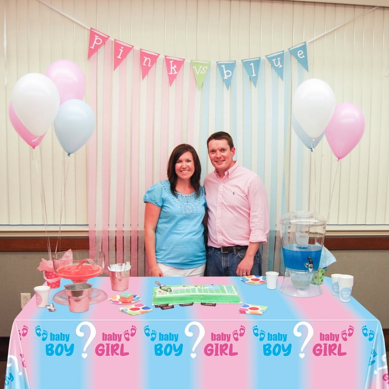 4Pcs Gender Reveal Tablecloth Gender Reveal Table Decorations