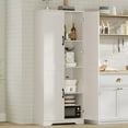 thumbnail image 4 of Huisuilinss 60" Tall Pantry Cabinet,Kitchen Pantry Storage Cabinets with 2 Door and 3 Adjustable Shelves, White Wood Pantry Storage Cabinet, Cupboard for Kitchen, Dining Room, Living Room and Bathroom, 4 of 7