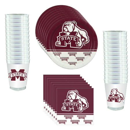 Mississippi State Bulldogs Party Supplies - 81 pieces (Serves 24)