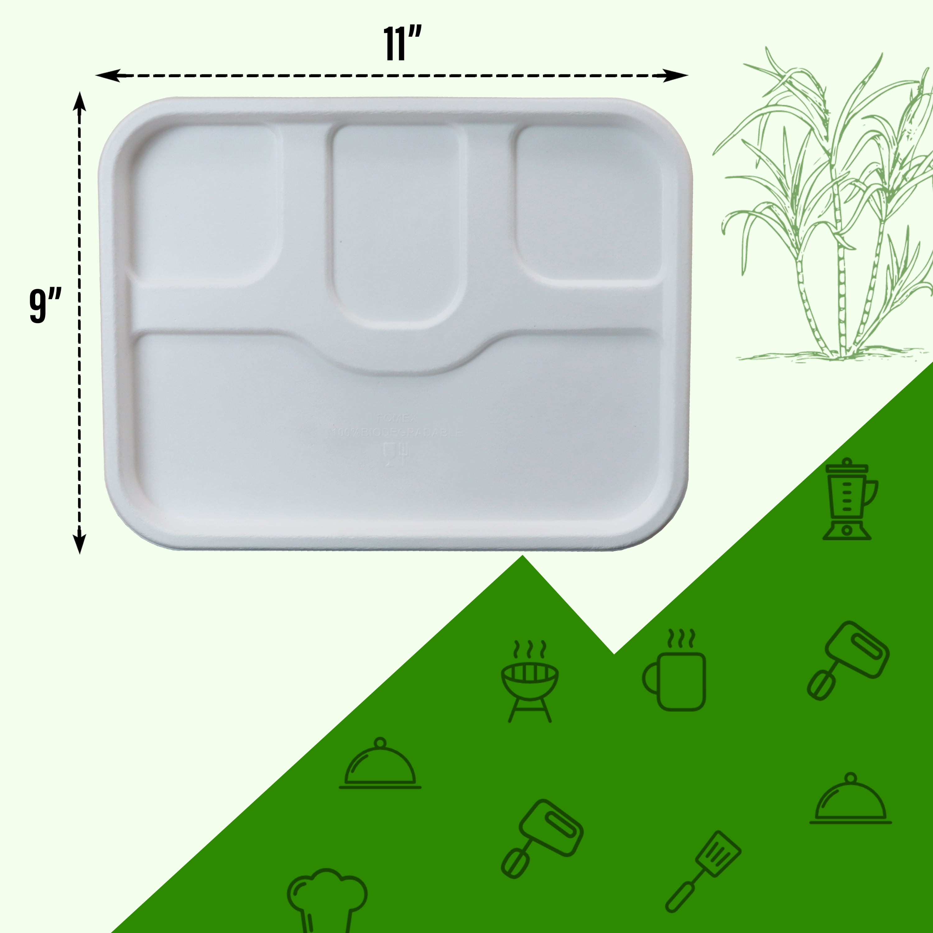 100% Compostable Disposable Food Containers with Lids [8”X8” 500 Pack] —  Earth's Natural Alternative®