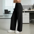 thumbnail image 5 of Favoffer Women's High Waist Wide Leg Pants Solid Color Front Pleated Design Pocket Loose Casual Trousers Soft Yoga Everyday Bottom for Walking Lounging Workout, 5 of 9
