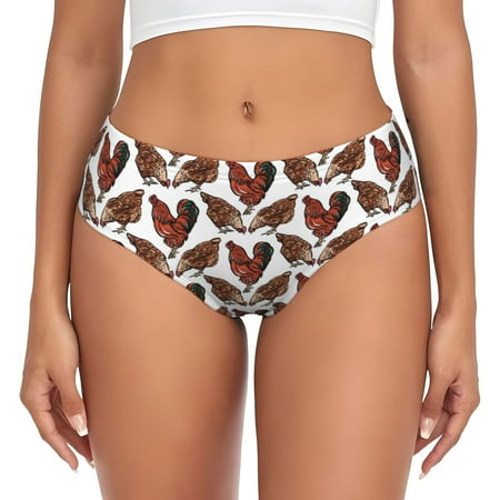 Sikiie A Rooster With Chickens Women s High Waisted Cotton Underwear Soft Breathable Panties Stretch Briefs Seamless Ladies Panties-Small