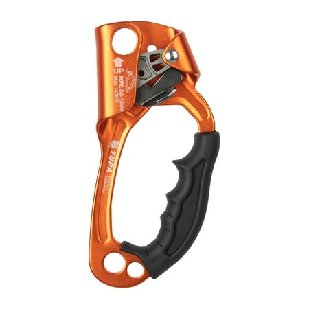 Climbing Hand Ascender 8-13mm Vertical Rope Access with Ergonomic Rubber Handle Strong Rappelling Gear Equipment for Rock Climbing Tree Arborist, Rescue Caving (Orange)