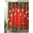 thumbnail image 2 of Fsddascl Merry Christmas Shower Curtain Set - Standard 72" x 72" Washable Bathtub Curtain with 12 Hooks, Red Xmas Balls Star Pine Branch Winter Waterproof Fabric Stall Shower Curtains for Bathroom, 2 of 6