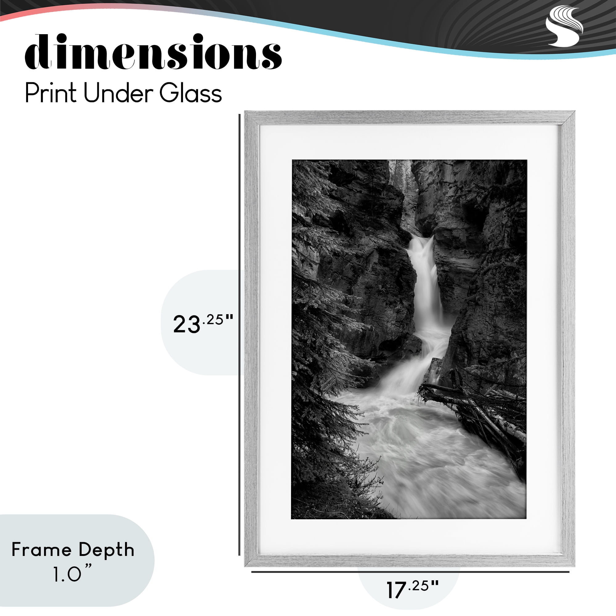 Stupell Industries Banff National Park Waterfall Gray Framed Print Under Glass, design by Jon Evan