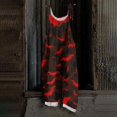 thumbnail image 2 of WTOBBY Halloween Bat Print Women's Jumpsuit, Vintage Loose Casual Style with Cotton Linen Material and Adjustable Shoulder Straps, Ideal for Relaxed Outfits,Red3XL, 2 of 5