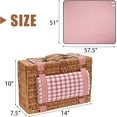 thumbnail image 5 of Wicker Picnic Basket for 2 with Large Insulated Cooler Compartment and Waterproof Picnic Blanket, Cutlery Service Kits, Wicker Picnic Hamper for Camping, Valentine Day,Thanks Giving,Birthday(Red), 5 of 16