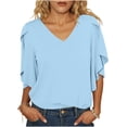 thumbnail image 2 of Kezqiaxn 3/4 Sleeve Tops for Women V-Neck Ruffled Casual Loose Shirts Summer Business Dressy Work Blouses, 2 of 8