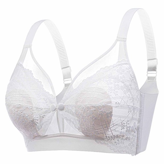 Miluxas Women's Sexy Ultra-thin Lace Bra without Steel Ring Breast Front Opening Feeding Bra On Clearance White 42/95BC(42/95BC)