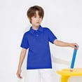 thumbnail image 6 of HOMADLES Boy's 2-Pack School Uniform T Shirts Boys Pique Polo Shirt Button Closure Summer Lapel Lightweight Tee D Blue 1 Tear, 6 of 9