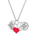 thumbnail image 1 of Delight Jewelry Silvertone Large ''Godmother'' Heart with Clear Crystal - Red Heart Nurse Strong Zoe Necklace, 1 of 4